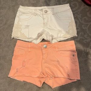 White shorts & coral shorts